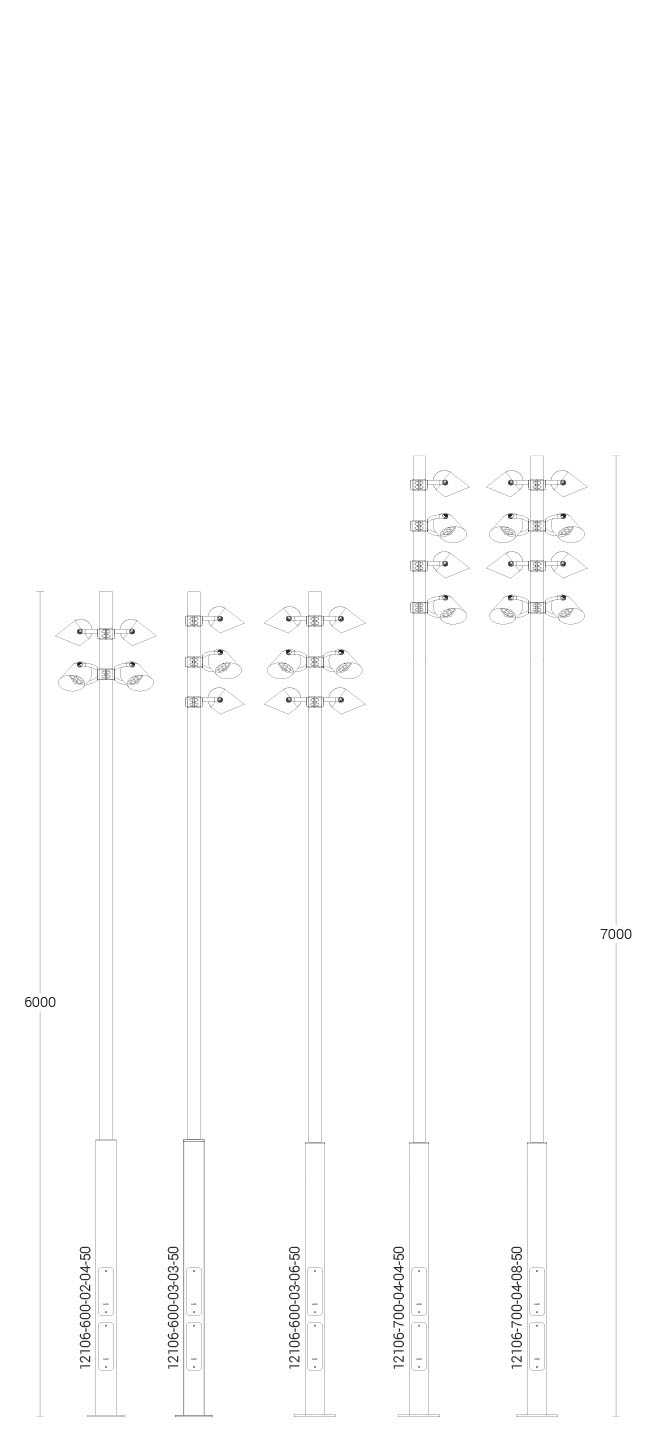 Brussel Lighting Pole - dimensional drawing