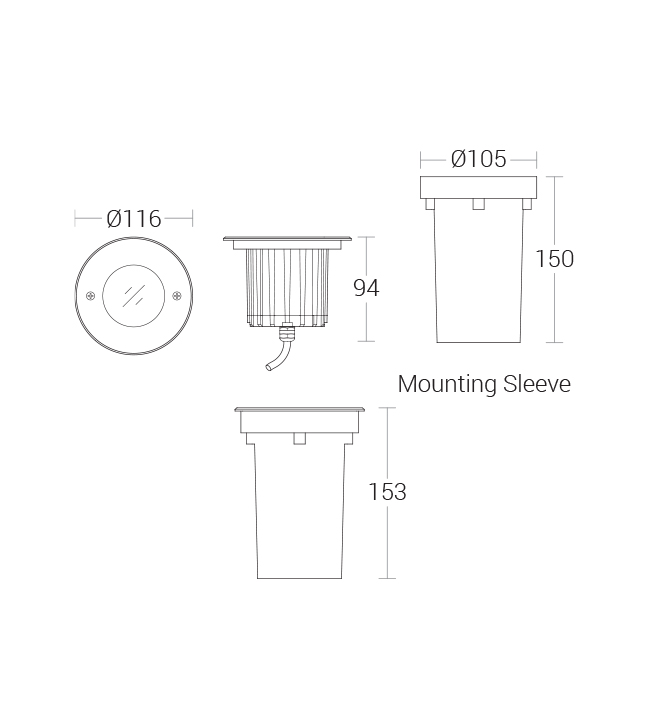 In-Ground Luminaire - dimensional drawing