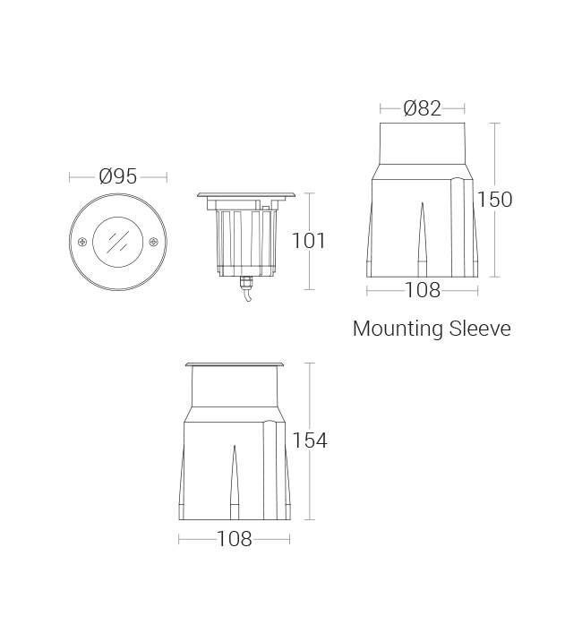 In-Ground Luminaire - dimensional drawing