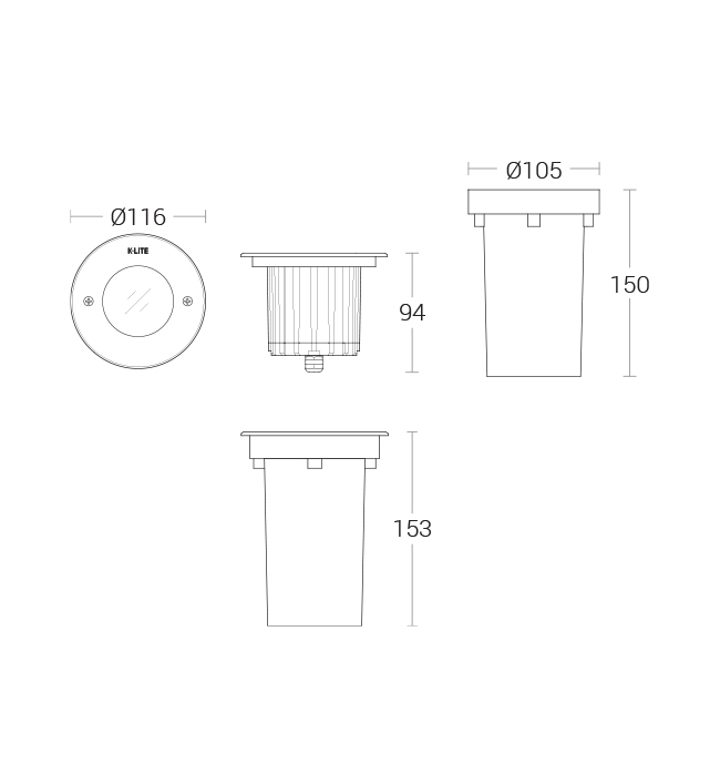 In-Ground Luminaire - dimensional drawing