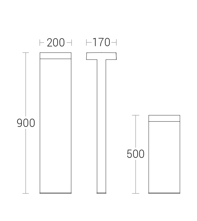Duo Jado Bollard - dimensional drawing