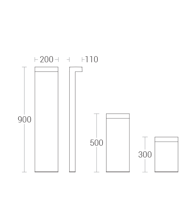 Jado Bollard - dimensional drawing
