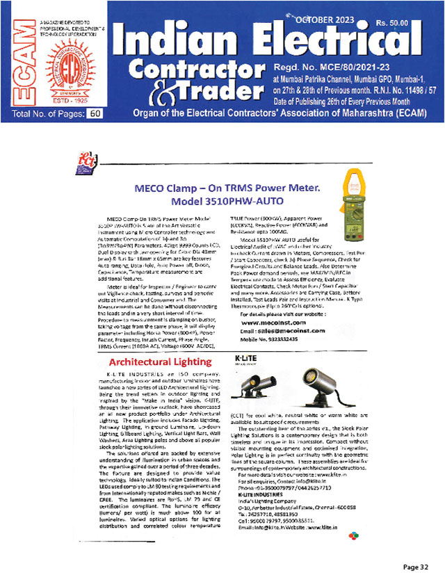 Indian Electrical Contractor & Trader - Oct 2023