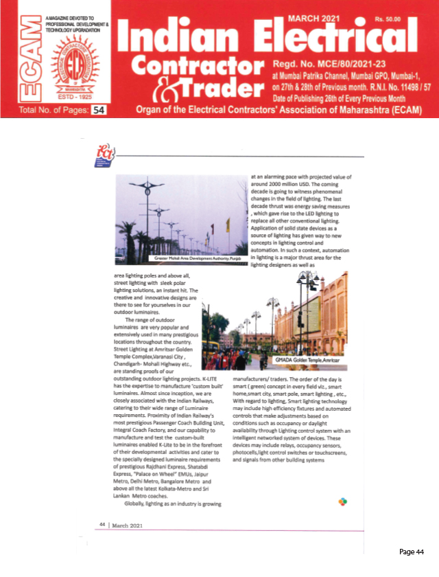 Indian Electrical Contractor & Trader - MAR  2021